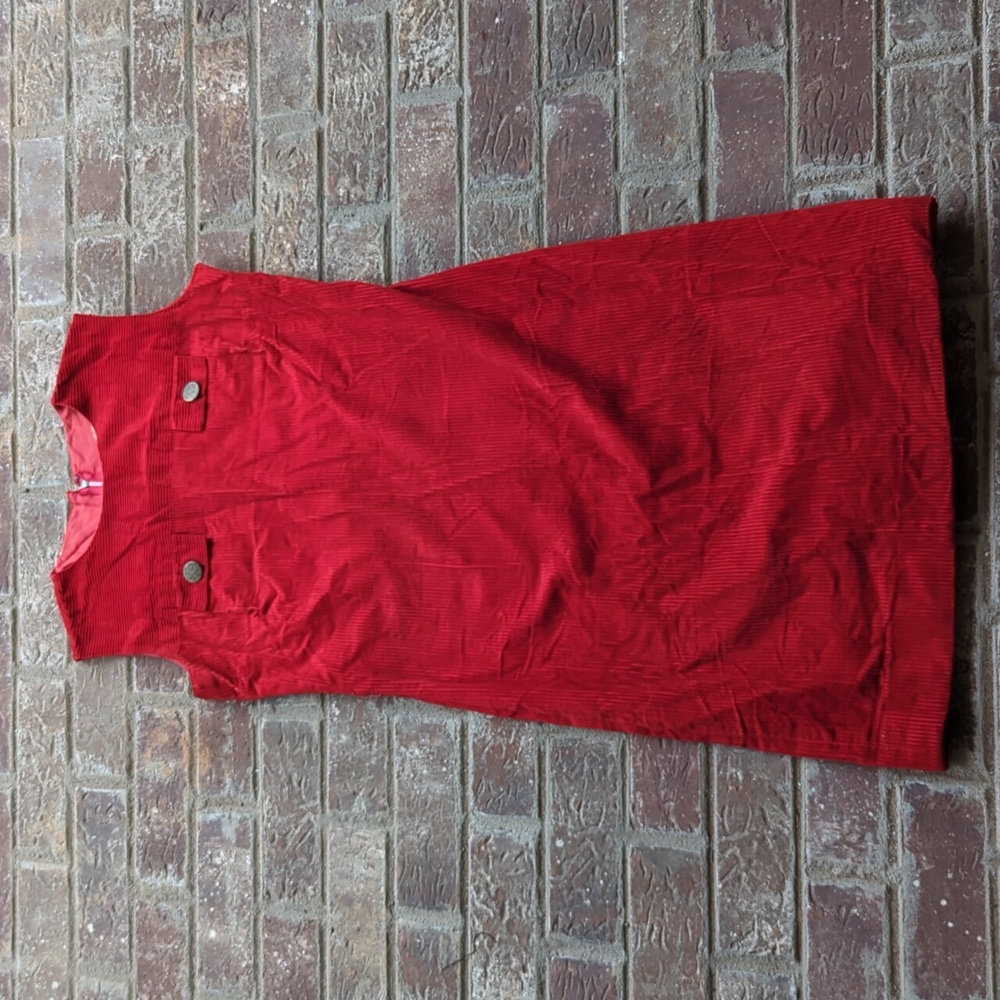 Vintage Vivid Red Corduroy 1960s Mod Shift Dress Toby Lane